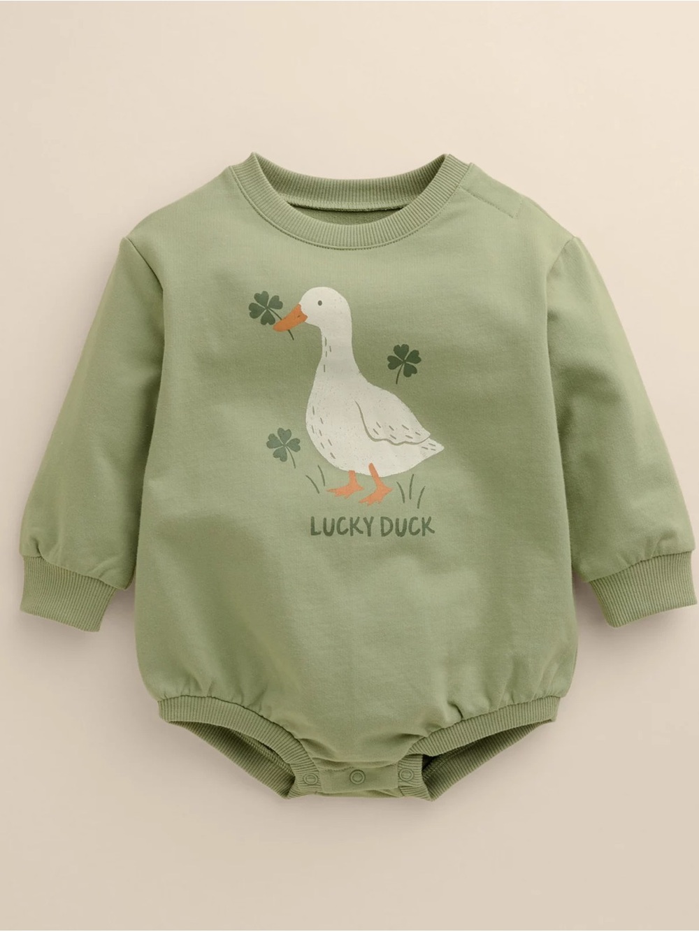 Little Co by Lauren Conrad - Green "Lucky Duck" Bubble Romper - Newborn